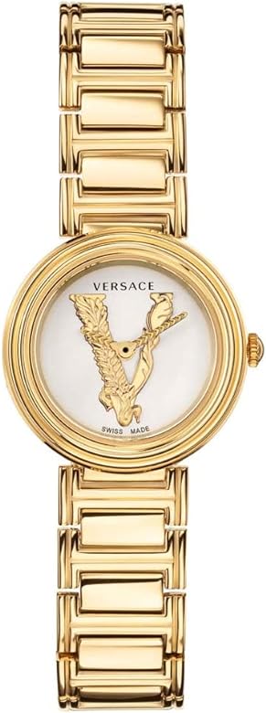 Versace Virtus Mini White Dial Gold Women's Watch - VET300221