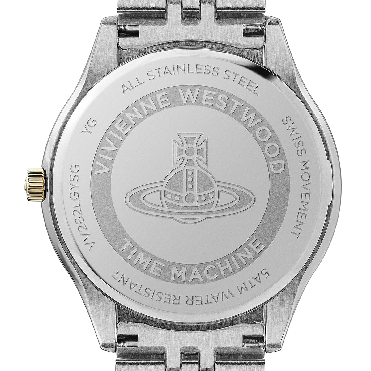 Vivienne Westwood Bloomsbury caseback with engraved logo and Time Machine text