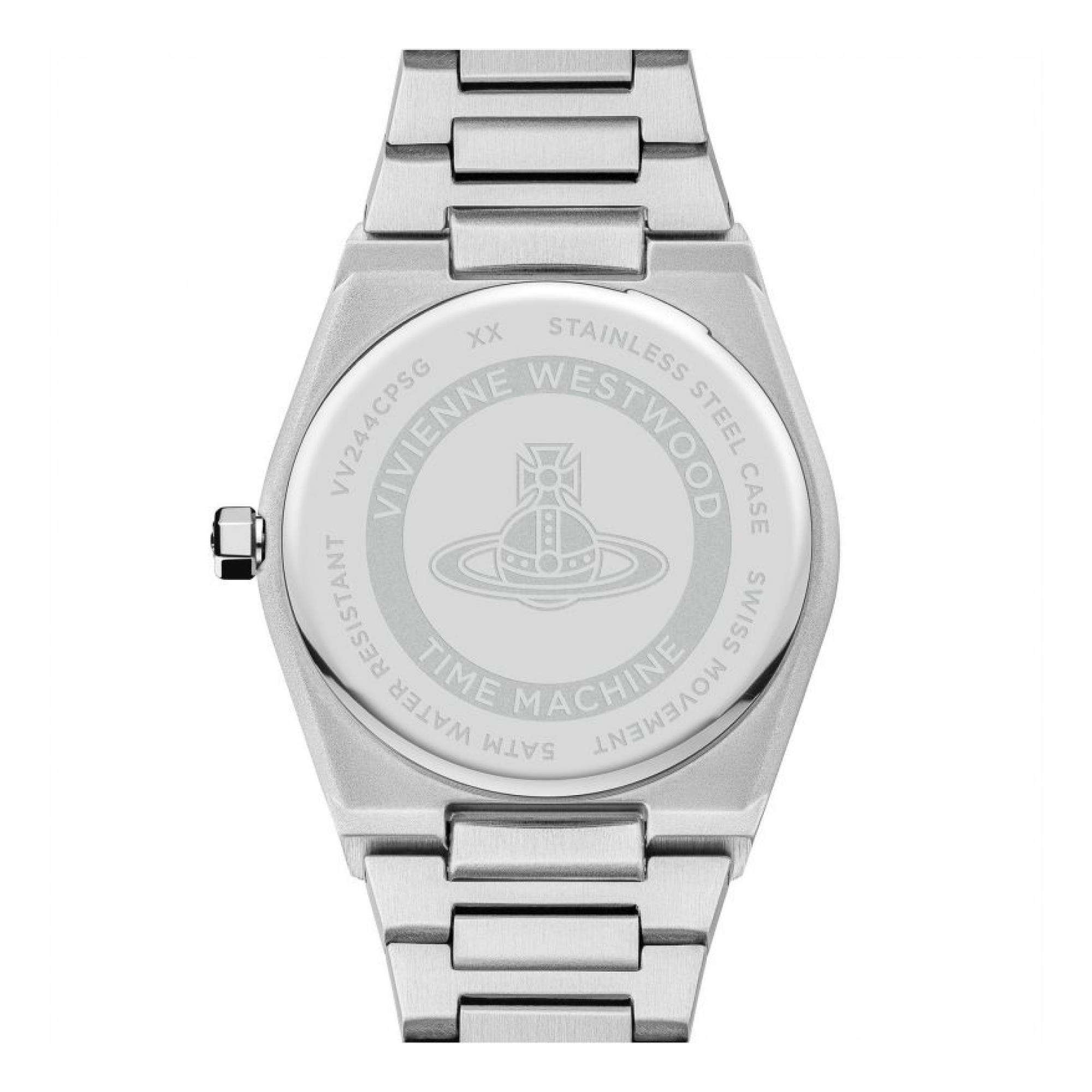Vivienne Westwood Charterhouse watch case back with logo engraving and Swiss movement text