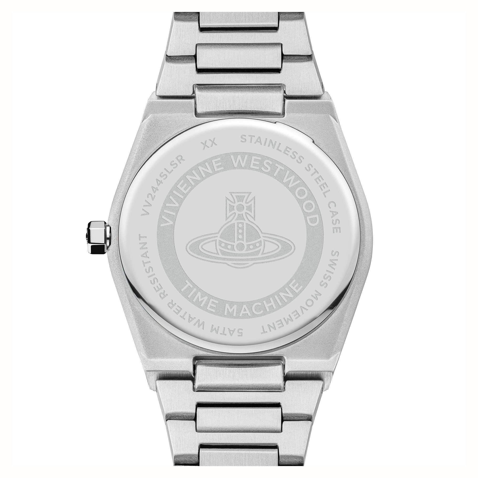 Vivienne Westwood Charterhouse caseback showing stainless steel case with brand engraving