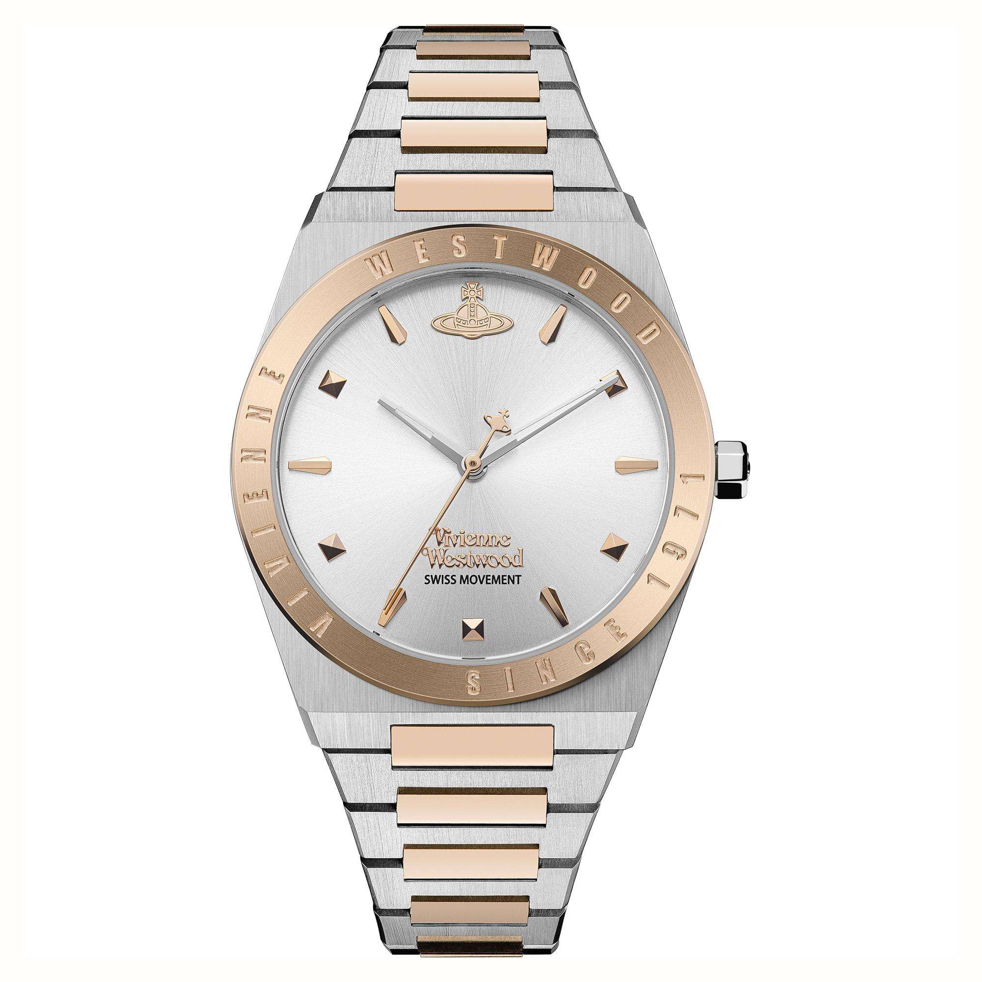 Vivienne Westwood Charterhouse 39.5mm silver and rose gold ladies watch with white dial