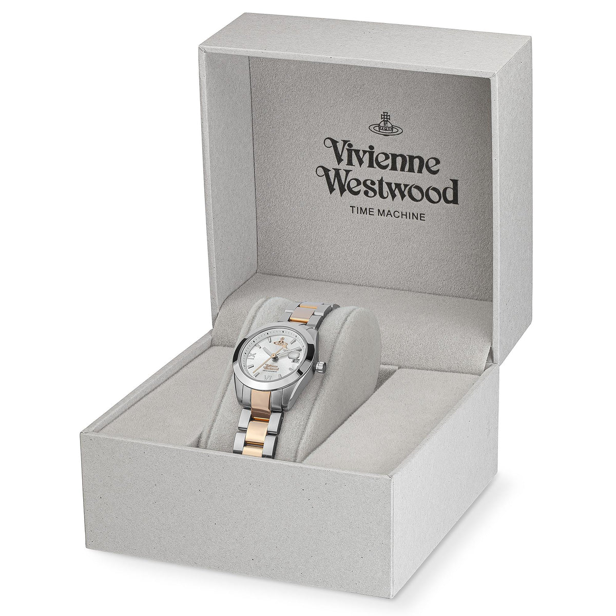 Vivienne Westwood Fenchurch ladies watch in branded presentation box with watch on display pillow