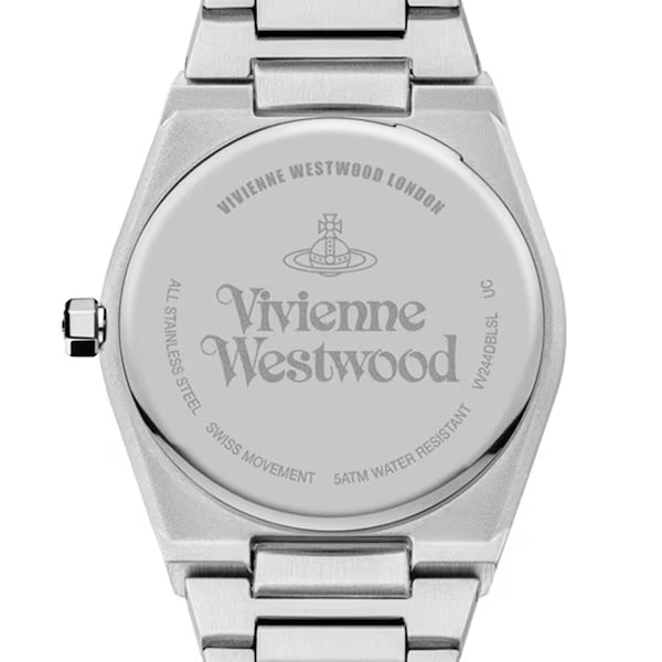 Caseback of Vivienne Westwood Limehouse watch showing engraved branding and 5ATM water resistance