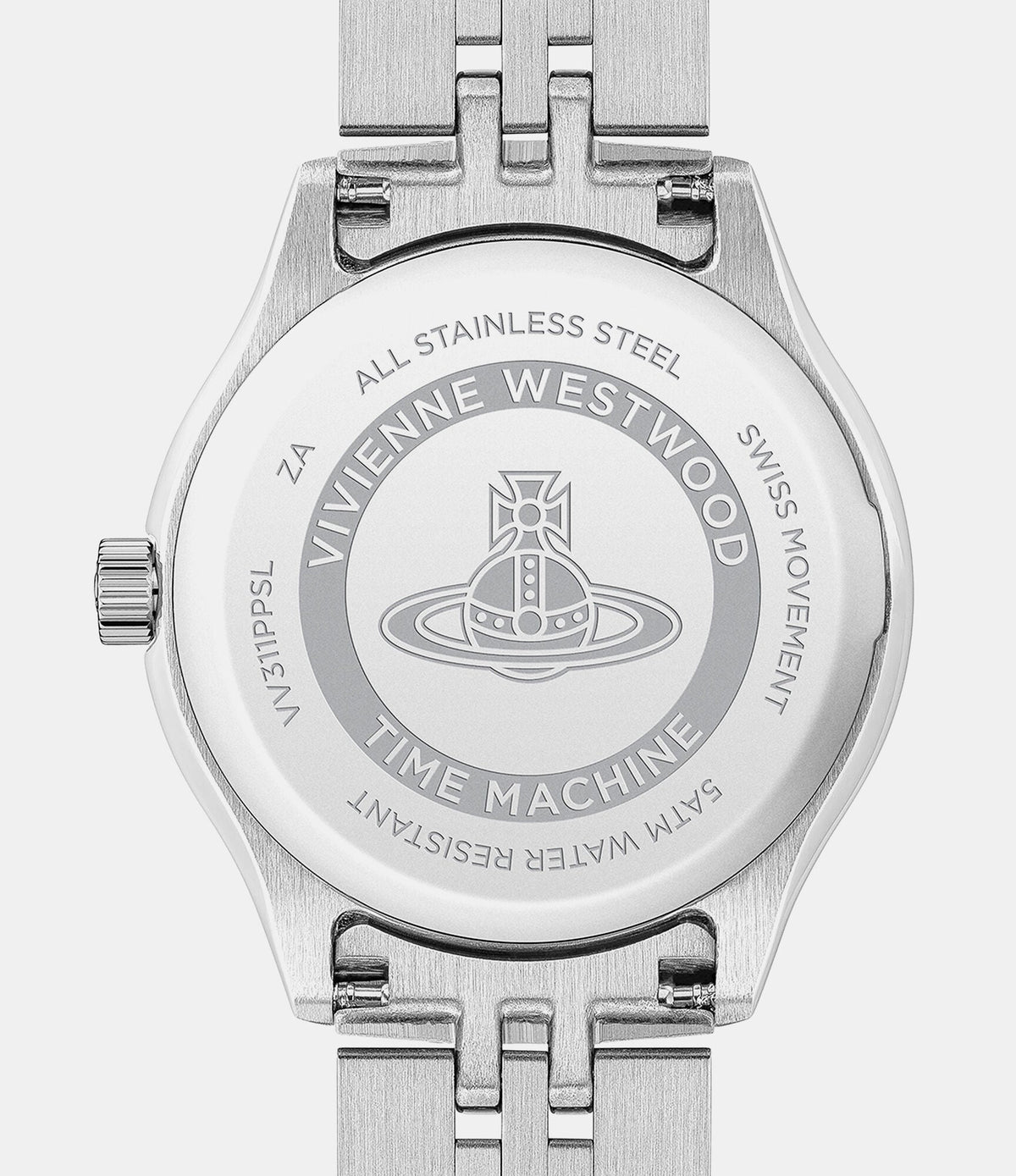 Vivienne Westwood Little Camberwell caseback with engraved orb logo and TIME MACHINE text