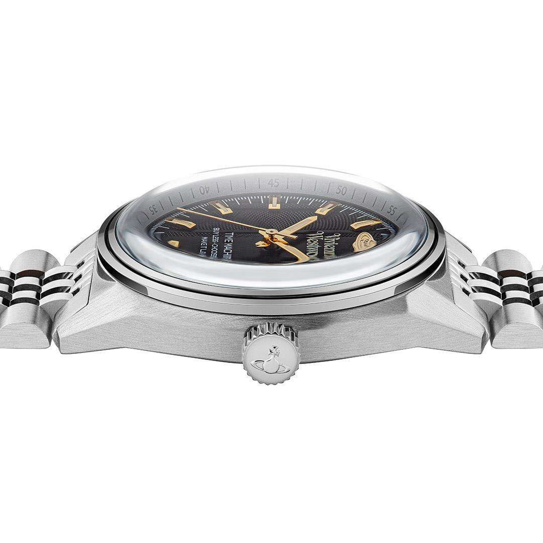 Side view of Vivienne Westwood Orb Pop watch showing case profile and crown