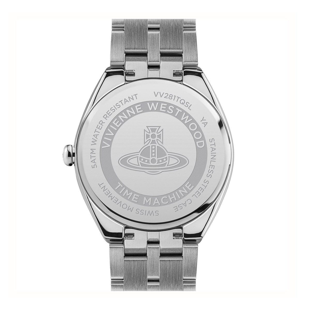 Vivienne Westwood Orb Pop watch caseback showing model number VV281TQSL and branding