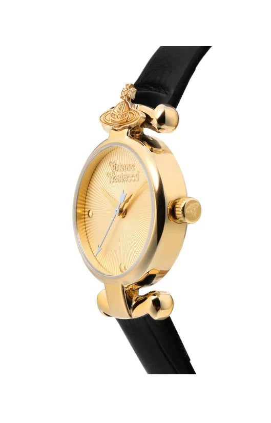 Vivienne Westwood Primrose Gold Plated Black Leather Women's Watch - VV090GDBK