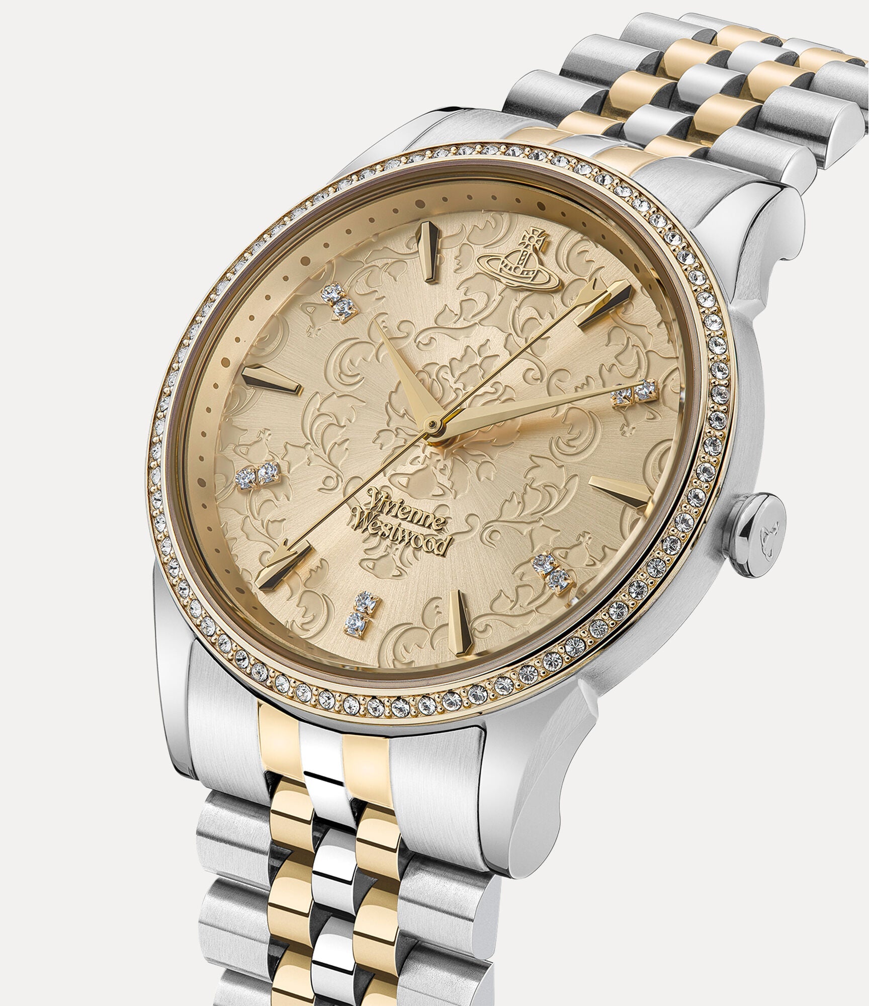 Vivienne Westwood Crystal Two-Tone Bracelet Strap Women's Watch - VV208CPSG