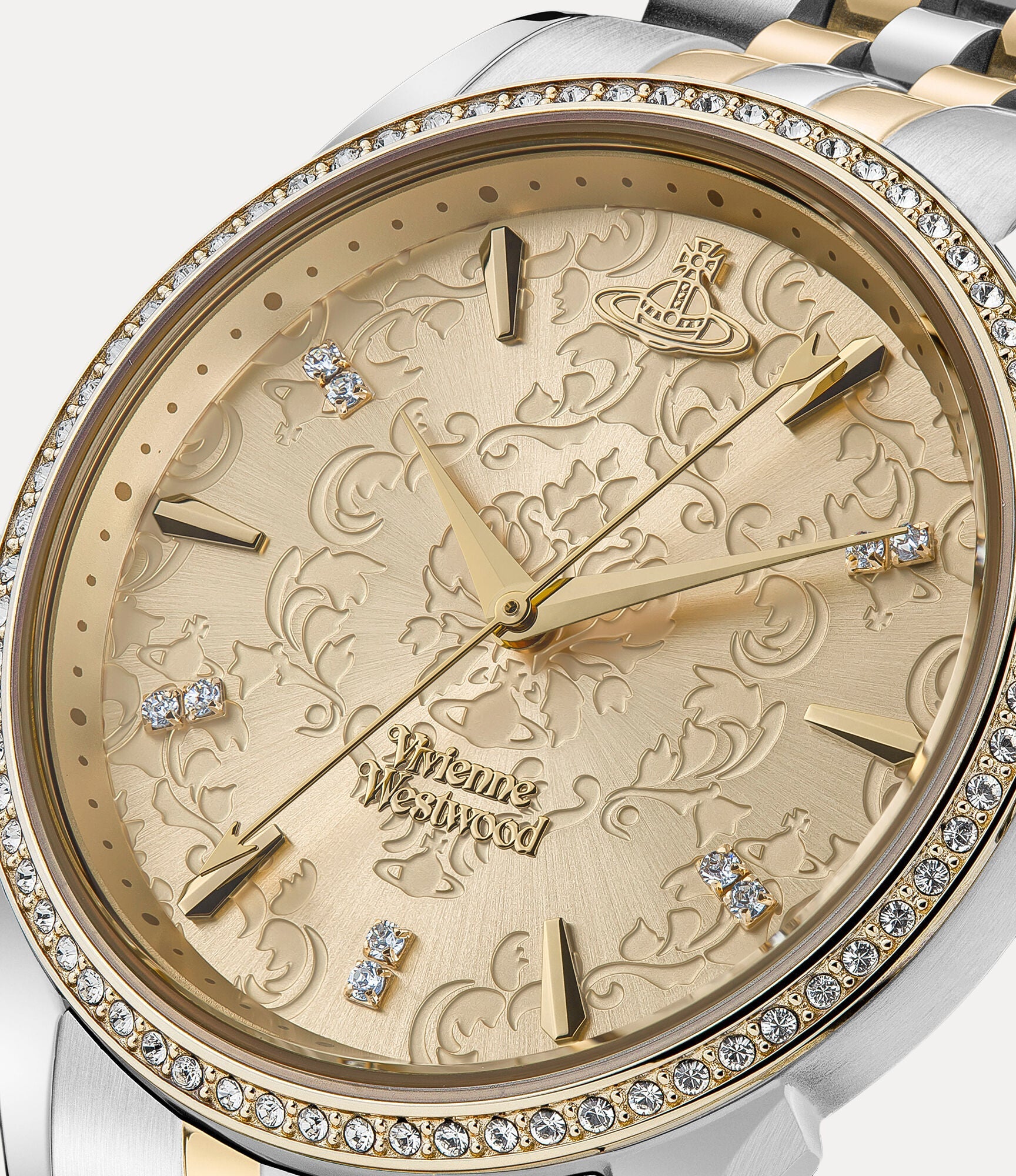 Vivienne Westwood Crystal Two-Tone Bracelet Strap Women's Watch - VV208CPSG