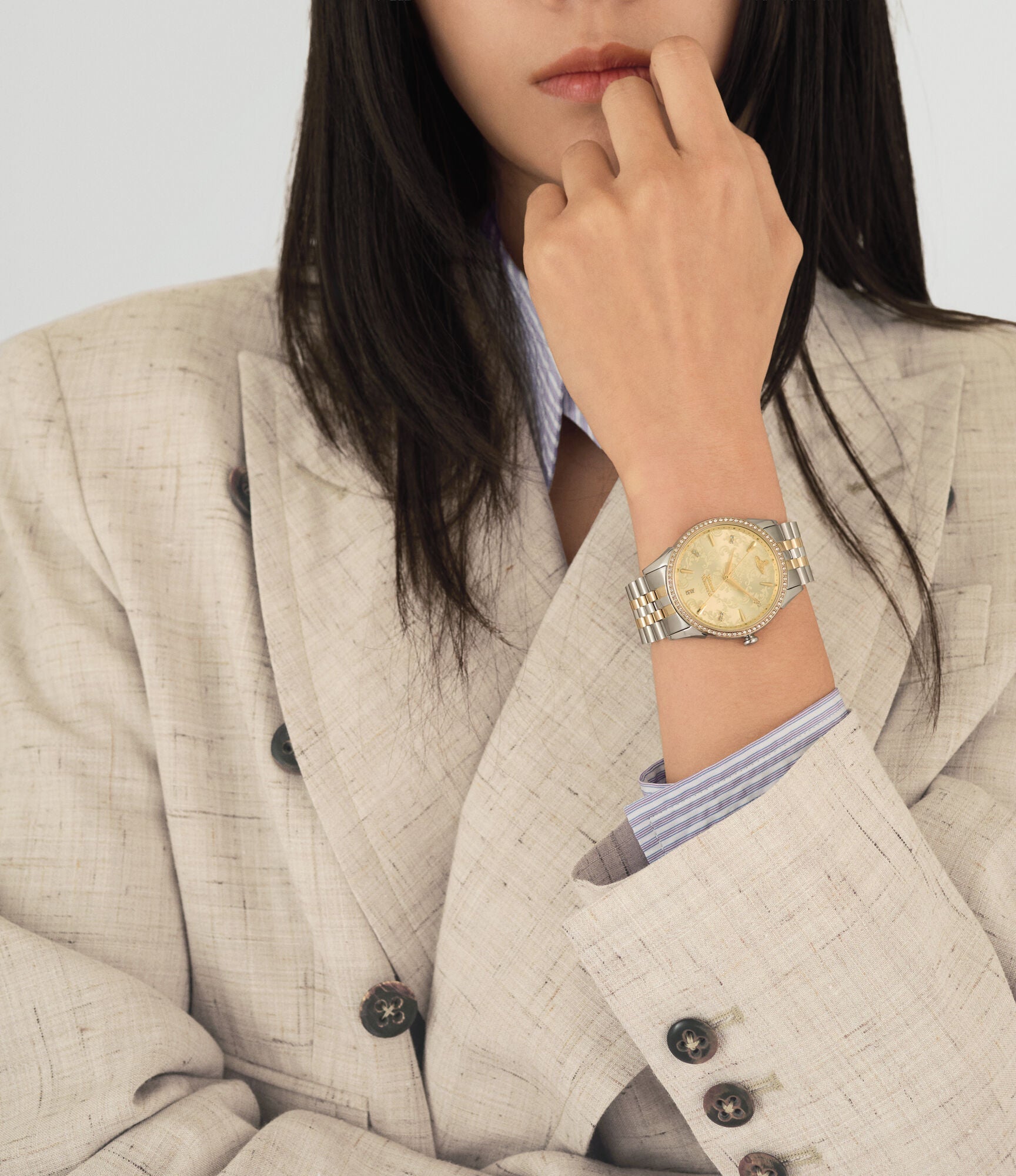 Vivienne Westwood Crystal Two-Tone Bracelet Strap Women's Watch - VV208CPSG