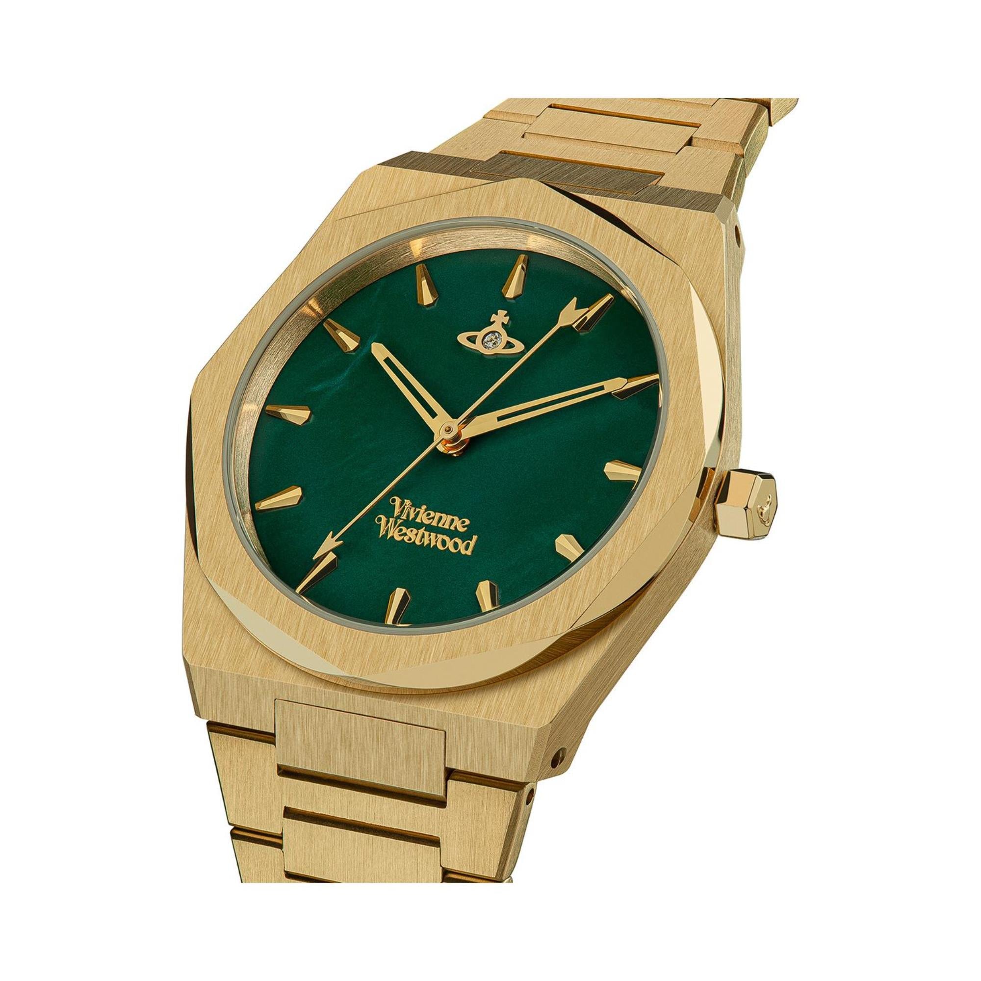 Vivienne Westwood Limehouse Green Dial Bracelet Gold Plated Ladies Watch - VV244GRGD
