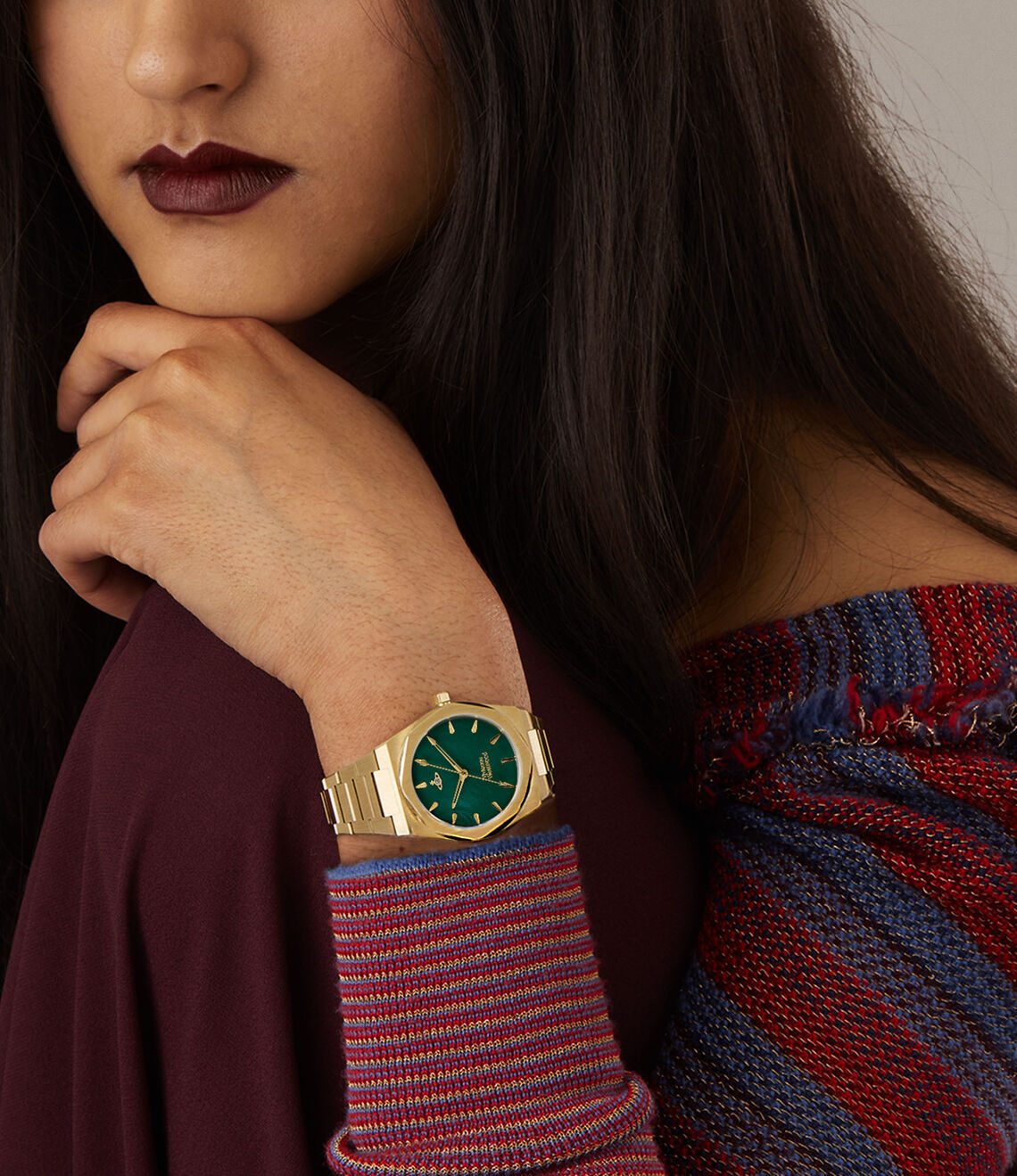 Vivienne Westwood Limehouse Green Dial Bracelet Gold Plated Ladies Watch - VV244GRGD