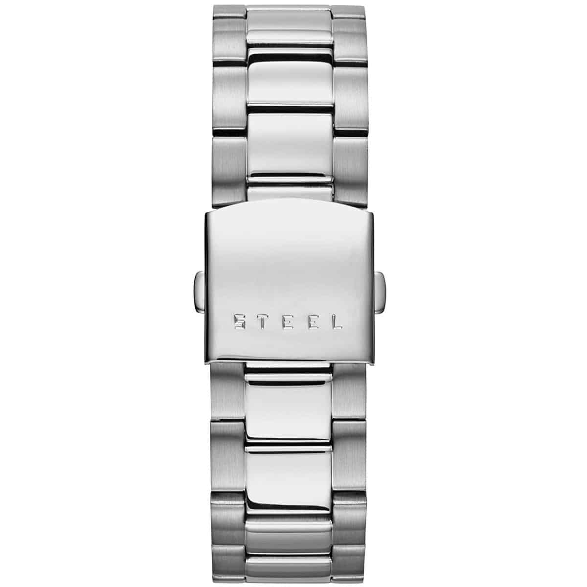 Guess W0668G3 steel caseback engraved with movement specifications