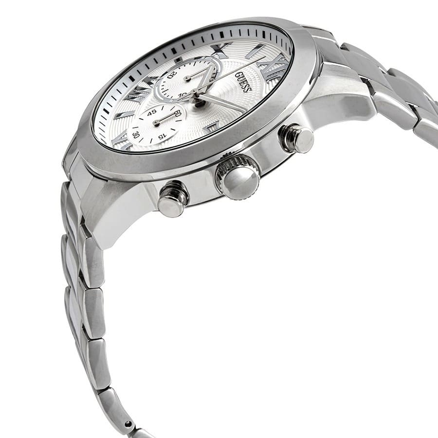 GUESS W0668G7 side view showing watch case profile and chronograph pushers