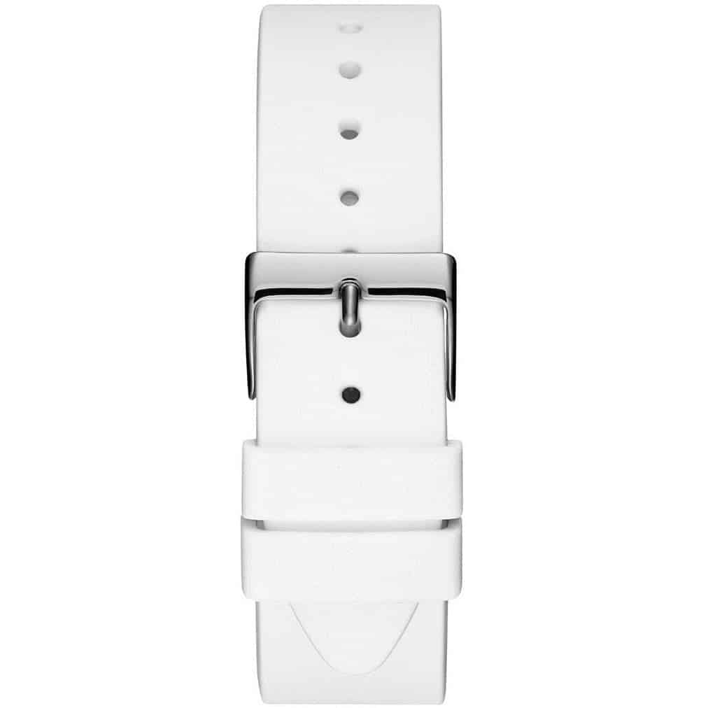 Guess Solar Ladies Watch with White Silicone Strap and Silver Dial W1135L7