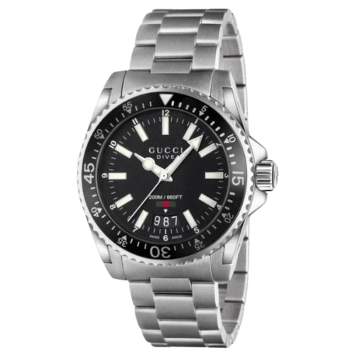 Gucci Dive Black Dial Stainless Steel Men's Watch - YA136301A