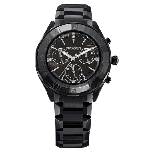 Swarovski Dextera Chronograph Black Dial Black Steel Strap Watch for Women - 5641393