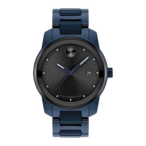Movado Bold Verso Quartz Black Dial Blue Ceramic and Steel Men's Watch 3600864