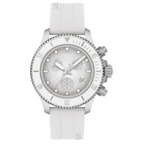 Tissot Seastar 1000 Quartz Chronograph White Dial Silicone Strap Sports Men's Watch - T120.217.17.011.00