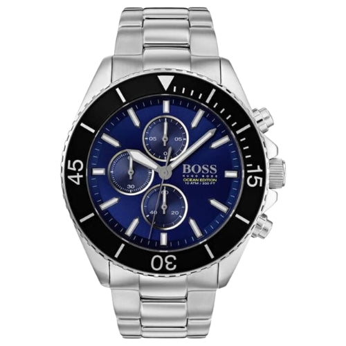 Hugo Boss Ocean Edition Chronograph Blue Dial Silver Steel Strap Watch for Men - 1513704