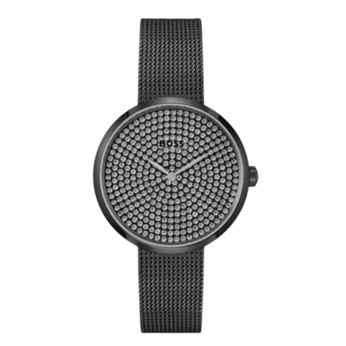 Hugo Boss Praise 36mm Black Dial Black Mesh Bracelet Women's Watch - 1502658