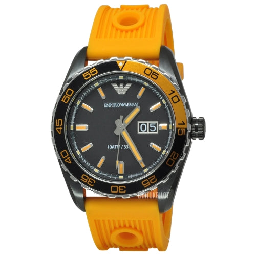 Emporio Armani SPORTIVO 46mm Orange Silicone Band Quartz Men's Watch - AR6046