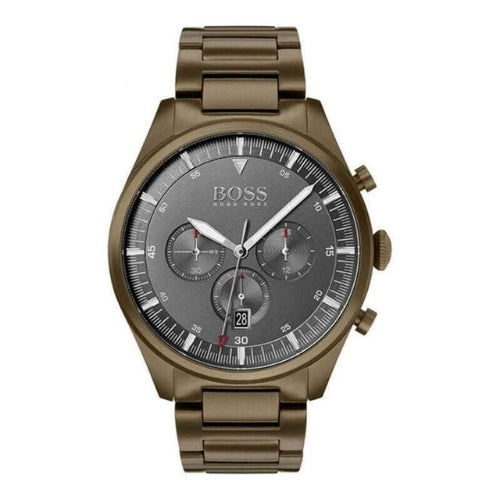 Hugo Boss Pioneer Chronograph Gray Dial Brown Steel Strap Watch for Men - 1513715