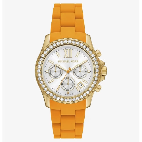 Michael Kors Everest Pavé Gold-Tone and Silicone Watch - MKO1177