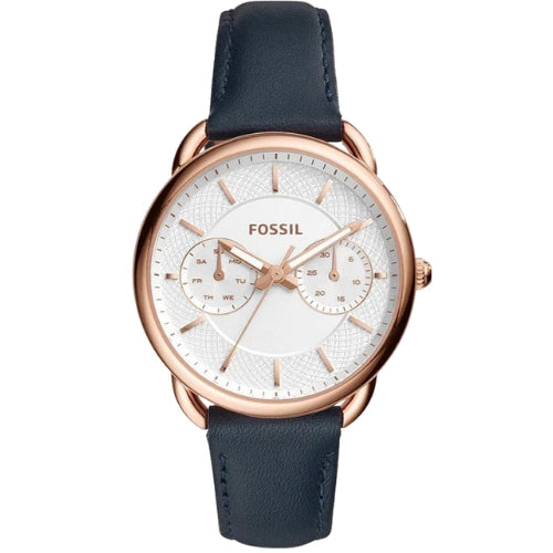 Fossil Tailor White Dial Navy Leather Ladies Watch ES4260