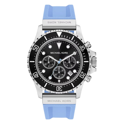 Michael Kors Oversized Everest Silver-Tone and Silicone Watch in SKY BLUE - MKO1184