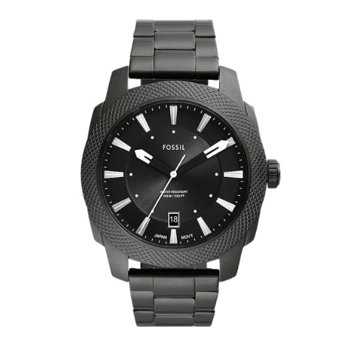 Fossil Machine Three-Hand Date Smoke Stainless Steel Men's Watch - FS5970