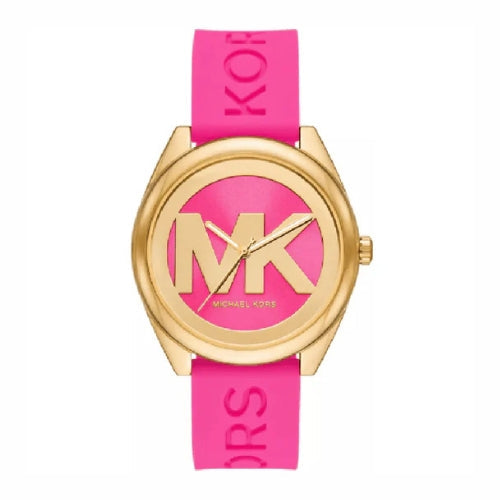 Michael Kors Janelle Quartz Pink Dial Pink Rubber Strap Watch For Women - MK7349