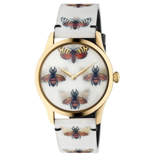 Gucci G-Timeless White Dial White Leather Strap Women's Watch YA1264109