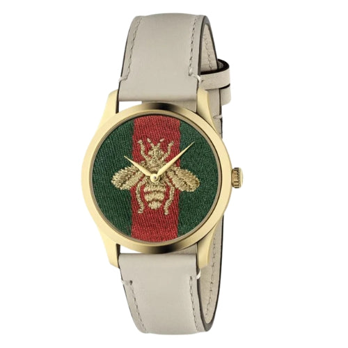 Gucci G-Timeless Quartz Green and Reb Web Nylon Dial Ladies Watch YA1264128