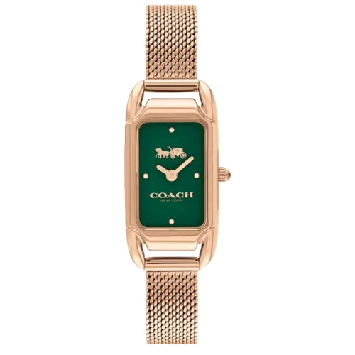 Coach Cadie Rose Golden Mesh Green Dial 17.5mm X 28.5mm Women's Watch - 14504034