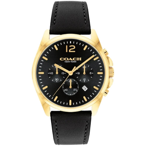 COACH Greyson Black Dial and Black Leather Strap Men's Watch - 14602631