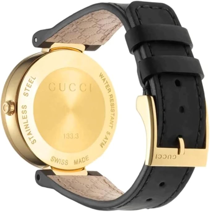 Gucci Interlocking G Grammy Special Edition Black Dial Black Leather Strap Watch for Women - YA133312