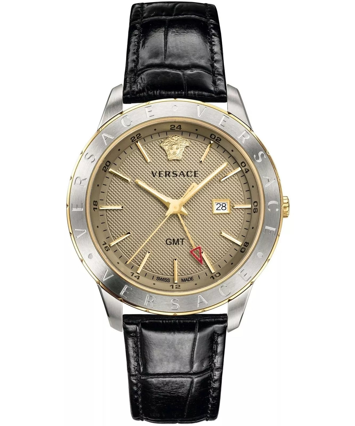 Versace Univers Black Leather Strap Men's Watch VEBK00218
