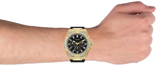 Guess black silicone strap gold case Men's Watch - GW0208G2