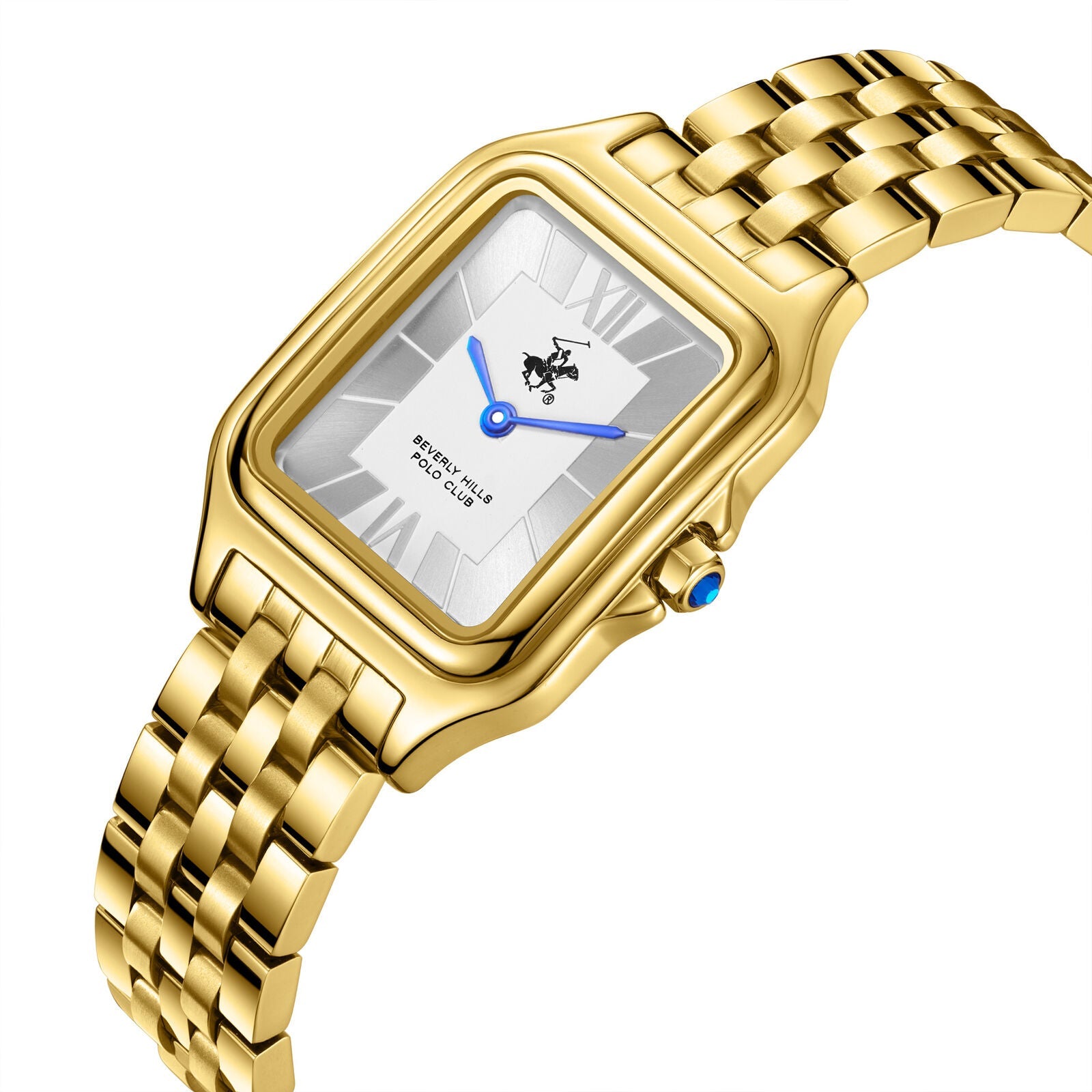 Beverly Hills Polo Club Blue Steel All Gold Square Watch BP3850C.130