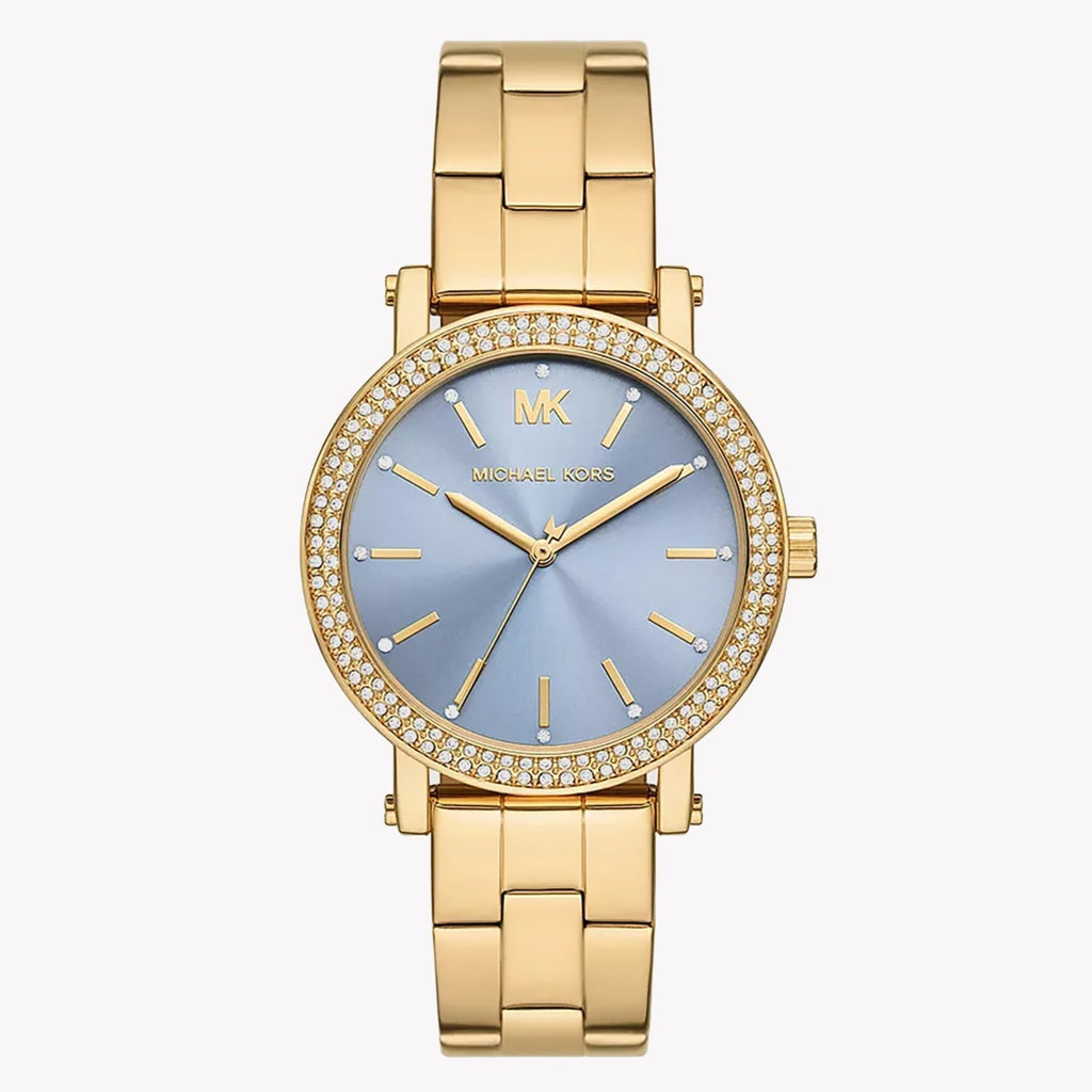 Michael Kors Slim Runway Blue Dial Gold Women's Watch - MKO1048