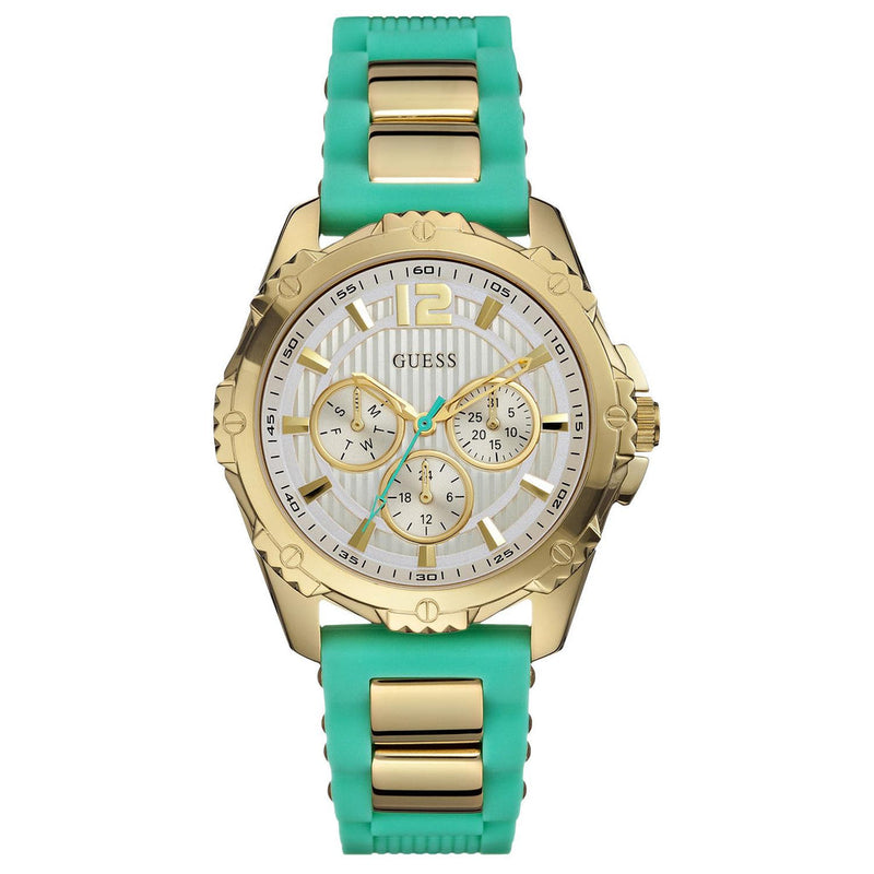 Guess Women's Green textured silicone strap Women's Watch  W0325L4 - Watches of New Zealand