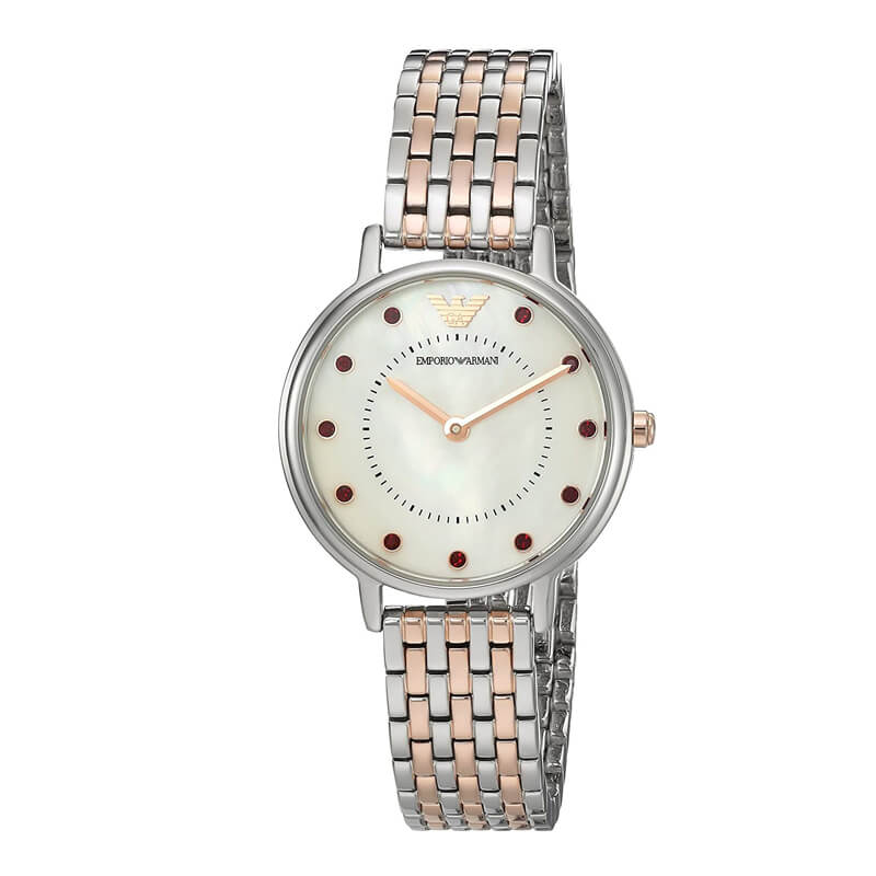 Emporio Armani Dress Analog Mother of Pearl Dial Two Tone Steel Strap Watch AR2515