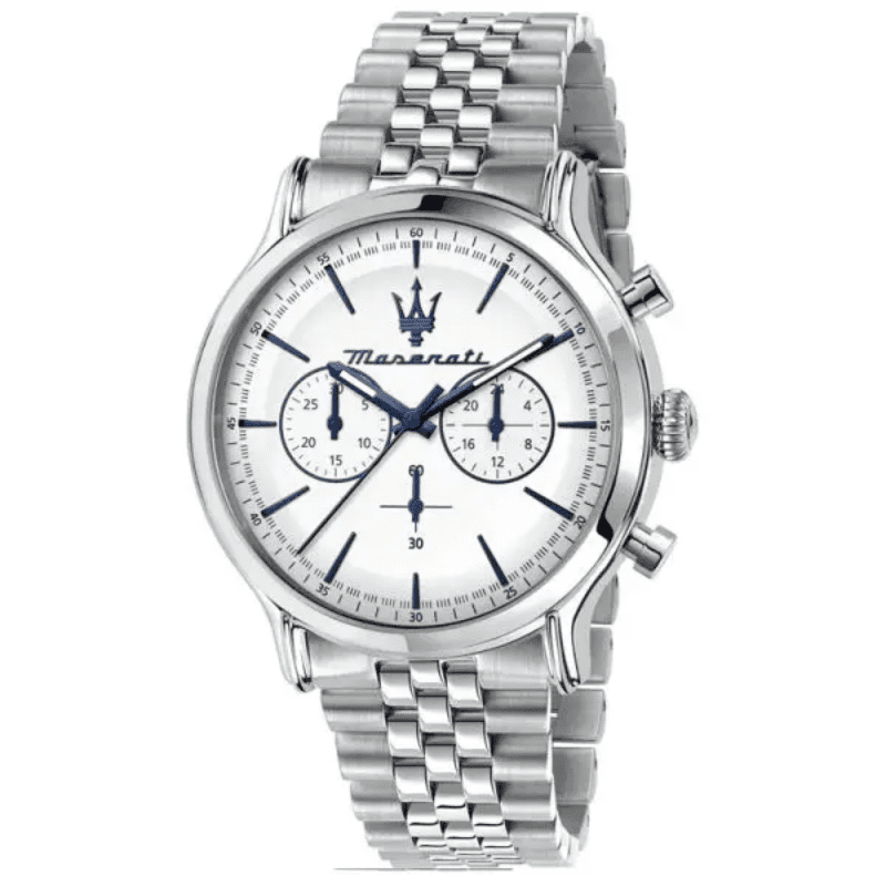 Maserati Epoca Chronograph Stainless Steel White Dial Quartz R8873618034 100M Men's Watch R8873618034 - Image 1