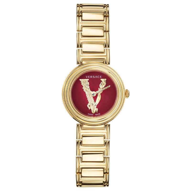 Versace Virtus Gold Mini Red Dial Women's Watch  VET300321 - Watches of New Zealand