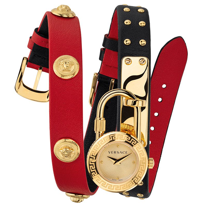 Versace Medusa Lock Icon Quartz Gold Dial Ladies Watch VEDW00119