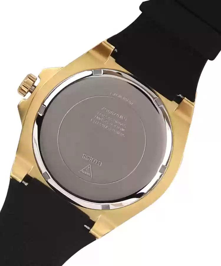 Guess black silicone strap gold case Men's Watch - GW0208G2