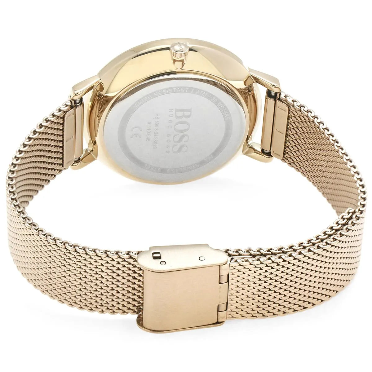 Hugo Boss Infinity watch caseback showing transparent cover with BOSS branding