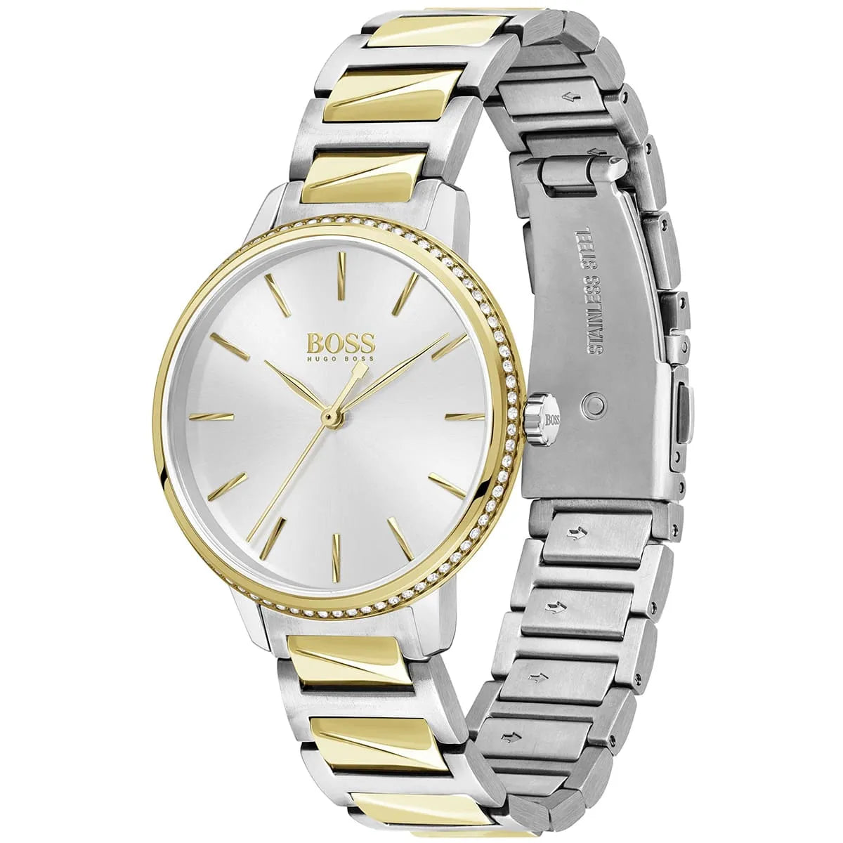 Hugo Boss Signature Silver Dial Two Tone Steel Strap Watch for Women - 1502568