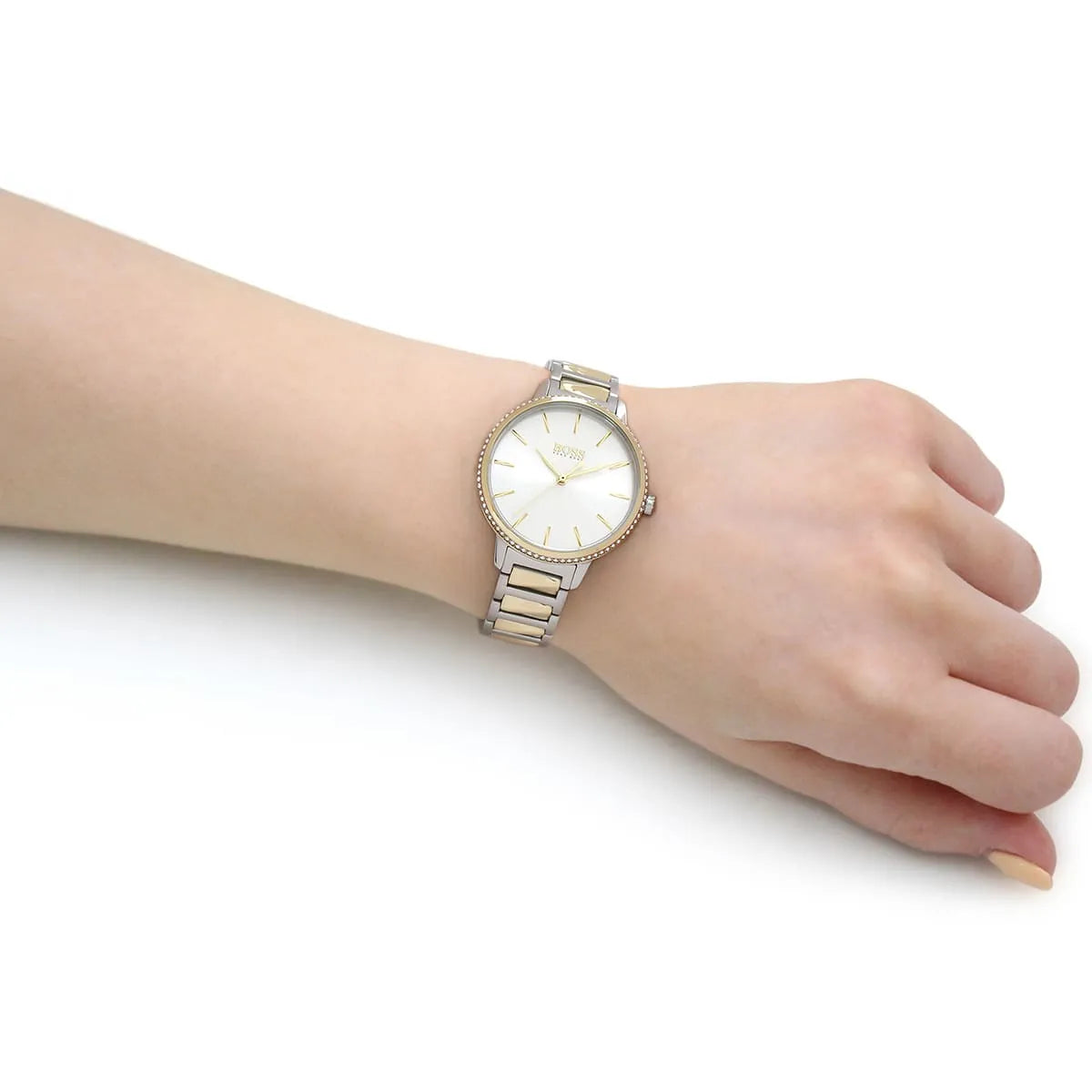 Hugo Boss Signature Silver Dial Two Tone Steel Strap Watch for Women - 1502568